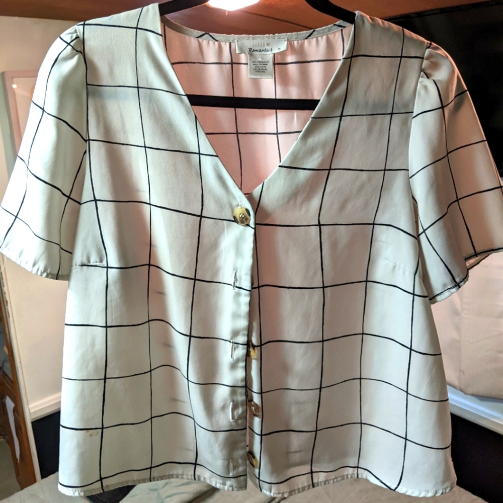 urban romantics • windowpane button-down blouse